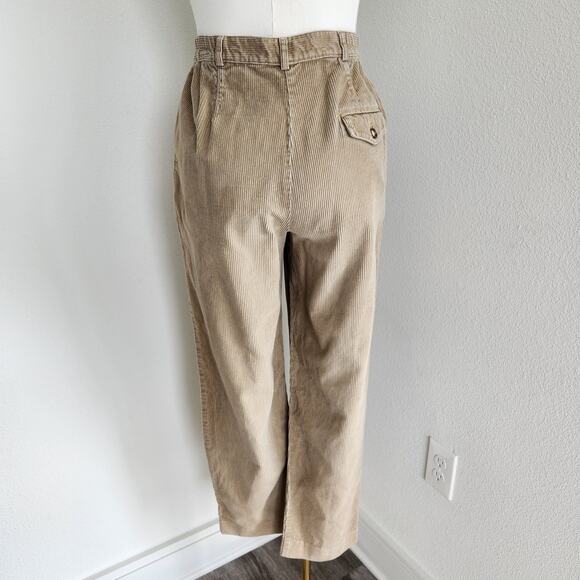 Vintage 90s Tan Corduroy High Rise Pleated Trousers Academia Mom Pant Talbots 10 - Picture 7 of 10